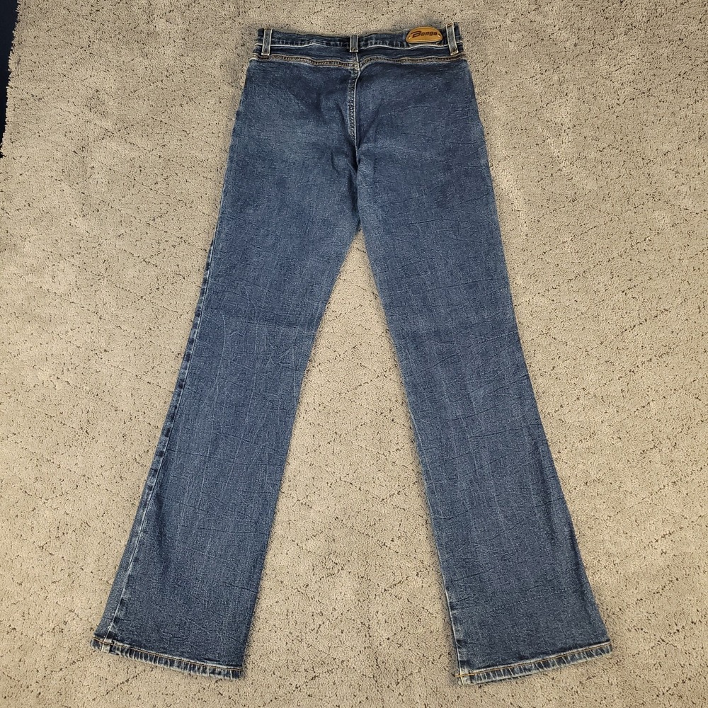 VTG Bongo Jeans Womens 9 Blue Let Me B Bootcut Low Rise Crease Dark Wash Y2K - Picture 2 of 8